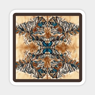 Brown & Blue Digitally Enhanced Dutch Pour Fluid Art Magnet