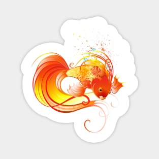 Red Fish illustration on white background Magnet