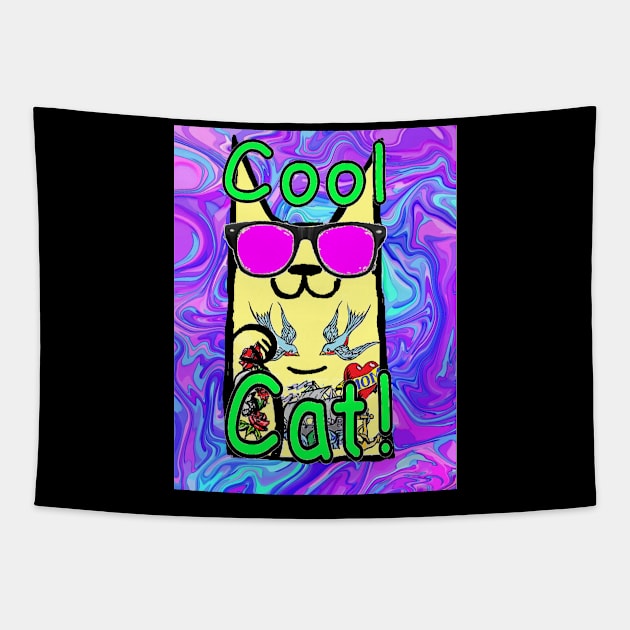 hipster rocker cool cat 7 Tapestry by LowEndGraphics