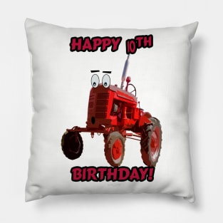 Happy tenth birthday tractor design Pillow