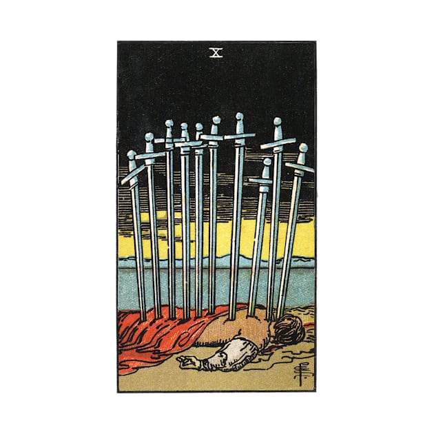 TEN OF SWORDS by WAITE-SMITH VINTAGE ART