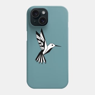 Geometric hummingbird in black and white Phone Case