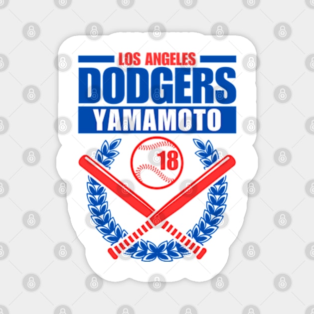 LA Dodgers Yamamoto 18 Baseball Magnet by ArsenBills