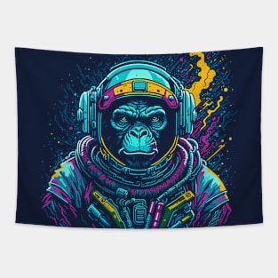 Vibrant Pop Art Space Monkey // Monkey Astronaut in Outer Space Tapestry