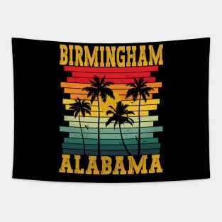 Retro Birmingham Alabama AL Tropical Summer Palm Trees, Alabama Southern Pride Tapestry