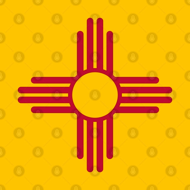 State Flag of New Mexico, USA - Zia Sun Symbol by SolarCross