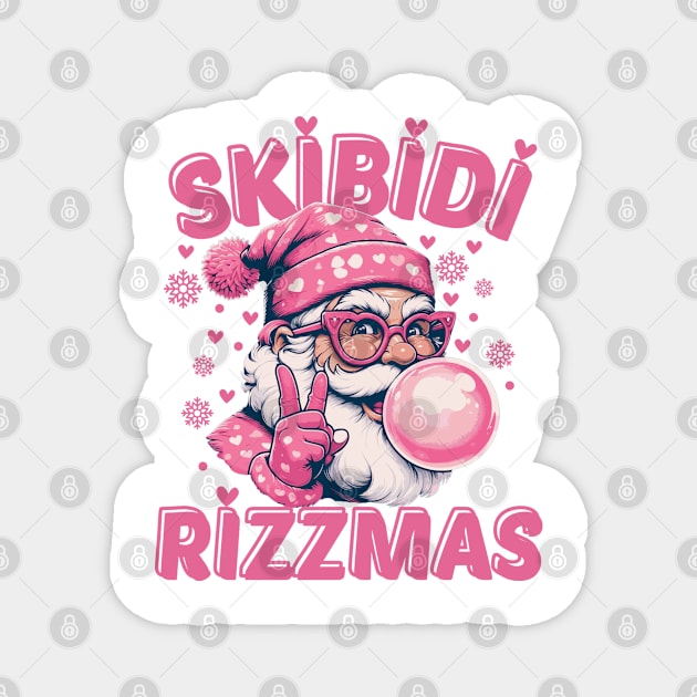 Skibidi Rizzmas Pink Santa Claus Magnet by Creatifly Graphic Tees