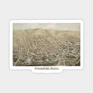 1875 Bird's Eye View of Fitchburg, Massachusetts Magnet