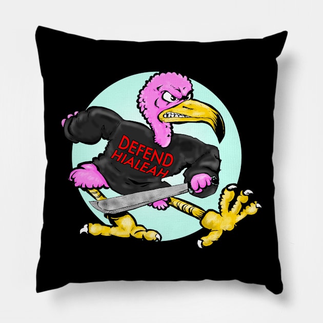 DEFEND HIALEAH - FREDERICO FLAMINGO Pillow by FWACATA