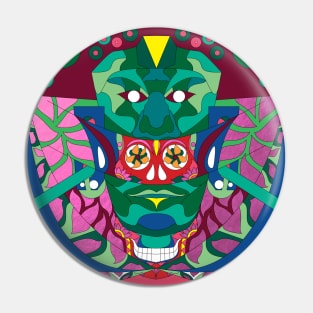 jade mask in red queen pattern ecopop in mexican maya adventure Pin