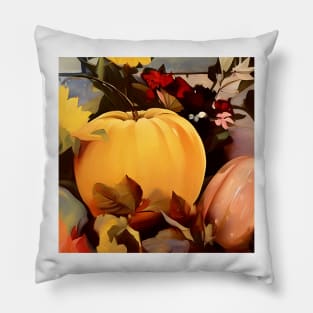 Pumpkin Gourd and Autumn Leaves Pillow