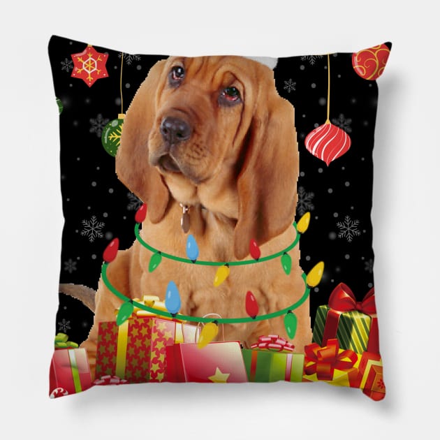 Bloodhound Christmas Gift t-shirt Dog Lover Christmas Gift Pillow by CoolTees