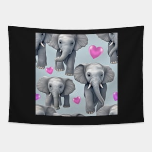 Cute Baby Elephants & Hearts Blanket, etc Tapestry