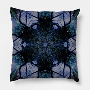 Dark Contemporary Pattern of Snowflaked Trees Pillow