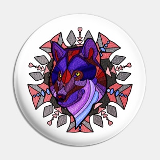 Wolf - Stained Glass Mandala Pin