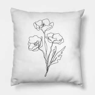 Wildflower Botanical Line Art | Elegant Floral Leaf Design Pillow