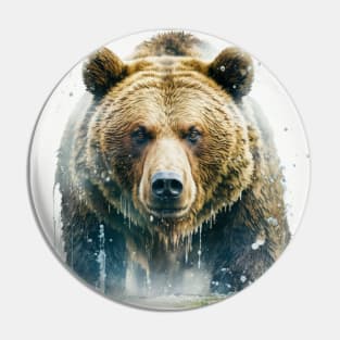 Grizzly Bear Portrait Animal Painting Wildlife Outdoors Adventure Pin