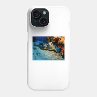 Hawksbill Turtle Under A Coral Ledge Phone Case