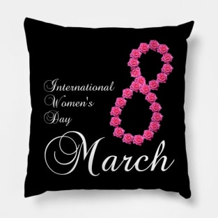 Womens International Womens Day Pink Rose Flower 8 March 2023 Pillow