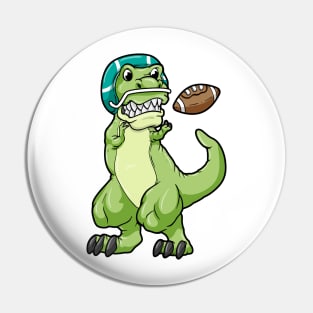 Dinosaur as Footballer with Football and Helmet Pin