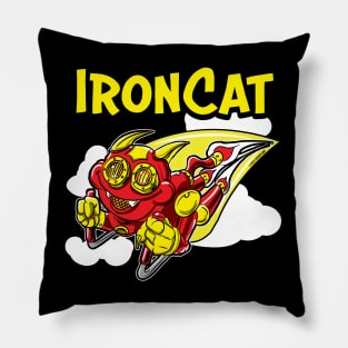 Iron Cat rocketing throught the sky Pillow