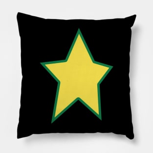 Yellow Star Green Out Line Graphic Pillow