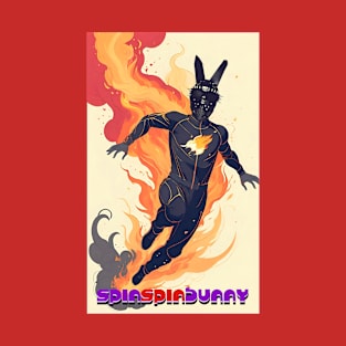 SpinSpinBunny Action Retro Flame Animated T-Shirt