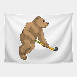 Bear at Hockey with Hockey bat Tapestry