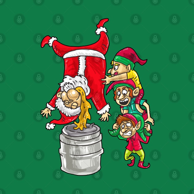 Christmas Santa Keg Stand Beer Drinking Elfs by E