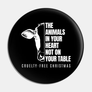 The Animals In Your Heart Not On Your Table Vergan Cruelty Free Christmas Pin