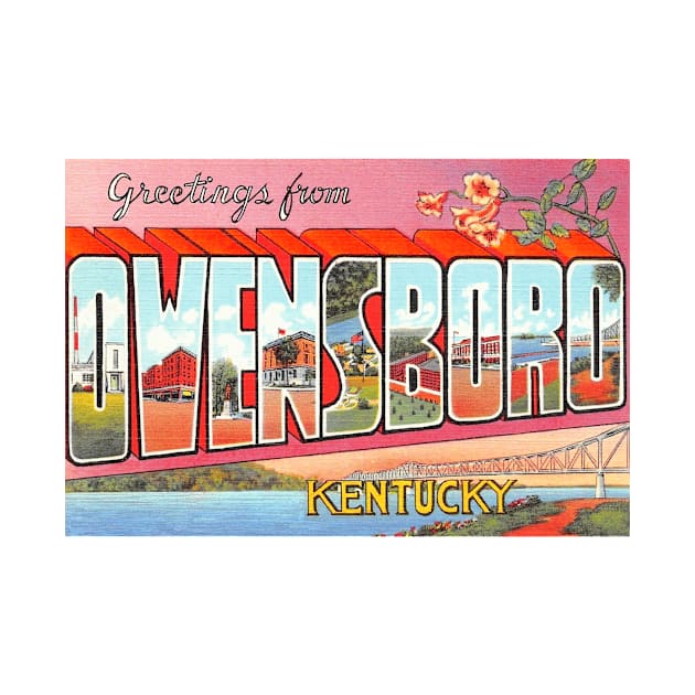 Greetings from Owensboro Kentucky, Vintage Large Letter Postcard by Naves