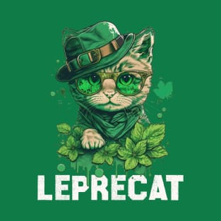 St Patricks Day Cat Leprechaun Funny Lucky Green Proud Irish - Leprecat Funny Irish Cat Lover Present Ideas T-Shirt