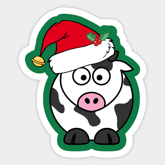 Cute Christmas Cow Christmas Cow Adesivo Teepublic It