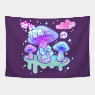 Mushroom Pastel Goth Lilac Kawaii Cute Japanese Tapestry