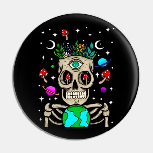 Trippy earth skully Pin