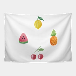 White watercolor fruit quad Tapestry