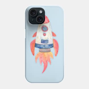 To The Moon Rocket Artwork Phone Case