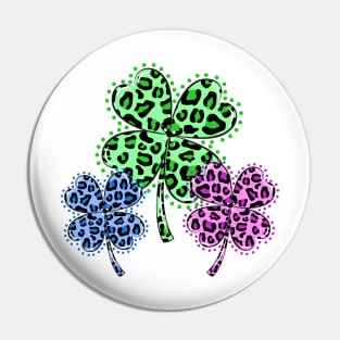 Trio Leopard Shamrock Pin