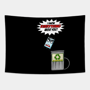 Phone Funny Cartoon Tech Design Tapestry