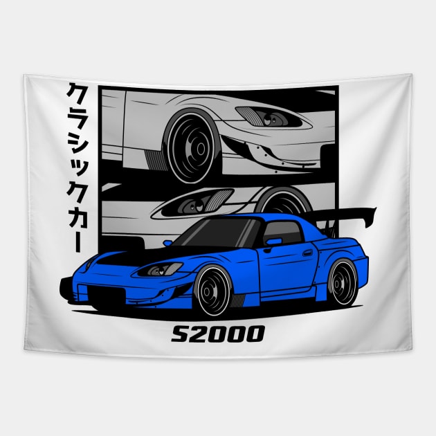 Blue S2000 JDM Tapestry by GoldenTuners