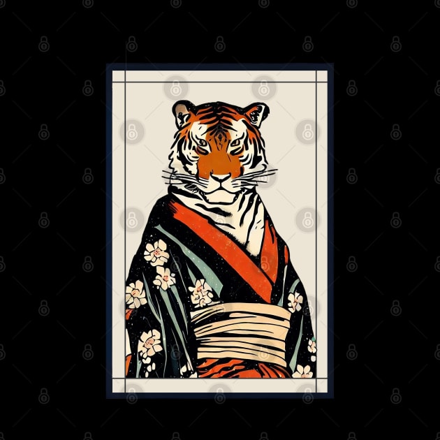 Royal tiger Japanese with kimono vintage by Deartexclusive