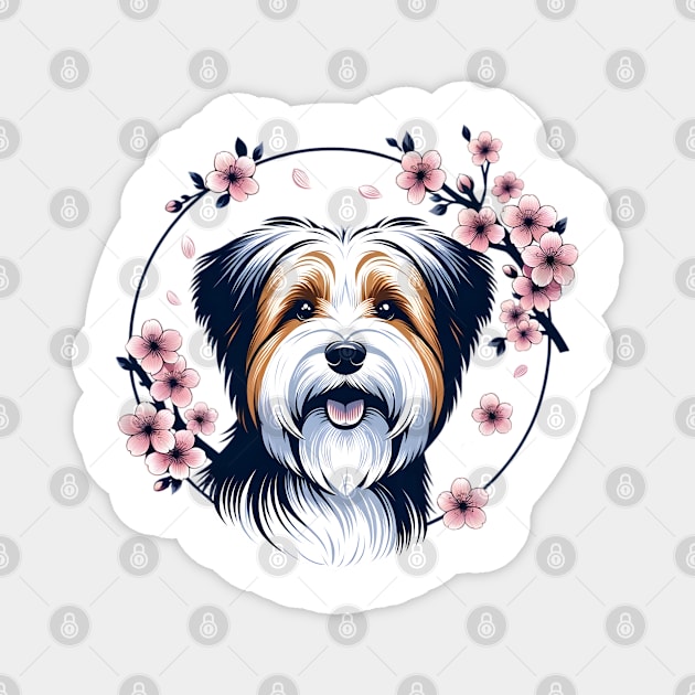 Biewer Terrier Celebrates Spring's Cherry Blossoms Splendor Magnet by ArtRUs