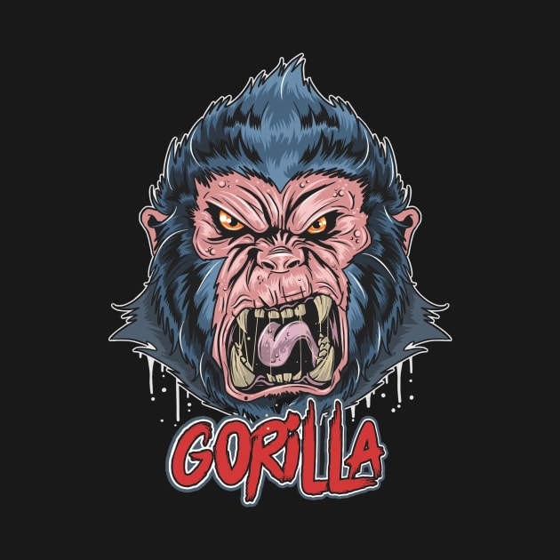 gorilla angry face artwork by zwestshops