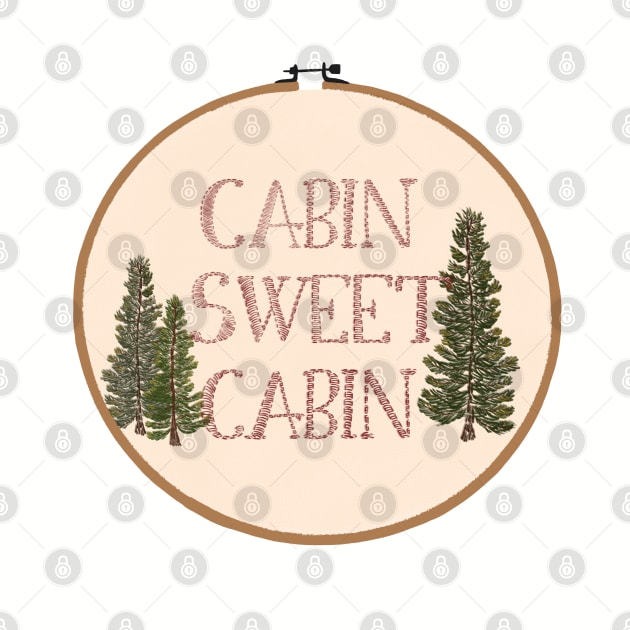 Cabin Sweet Cabin Embroidery Hoop by JuneNostalgia