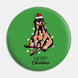 Meerkat Christmas Lights Pin