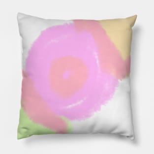 Pink orange green watercolor abstract art Pillow