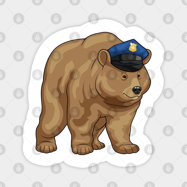 Bear Cop Police hat Police Magnet by Markus Schnabel