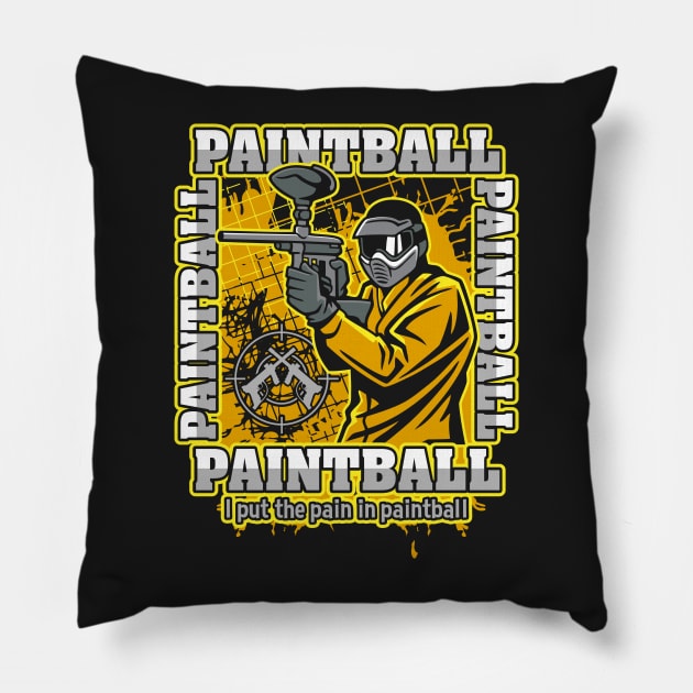 Paintball Player Yellow Team Pillow by RadStar