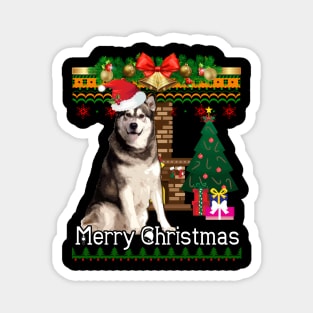 Ugly Christmas Sweater Alaskan Malamuteb Magnet