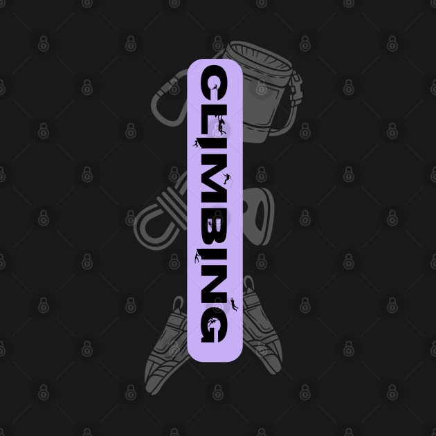 climbing with rock climbing equipment purple by lmdesignco